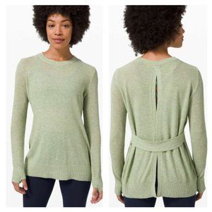 LULULEMON Sincerely Yours Sweater Cashmere Knit Open Back Crew Green Women's 4